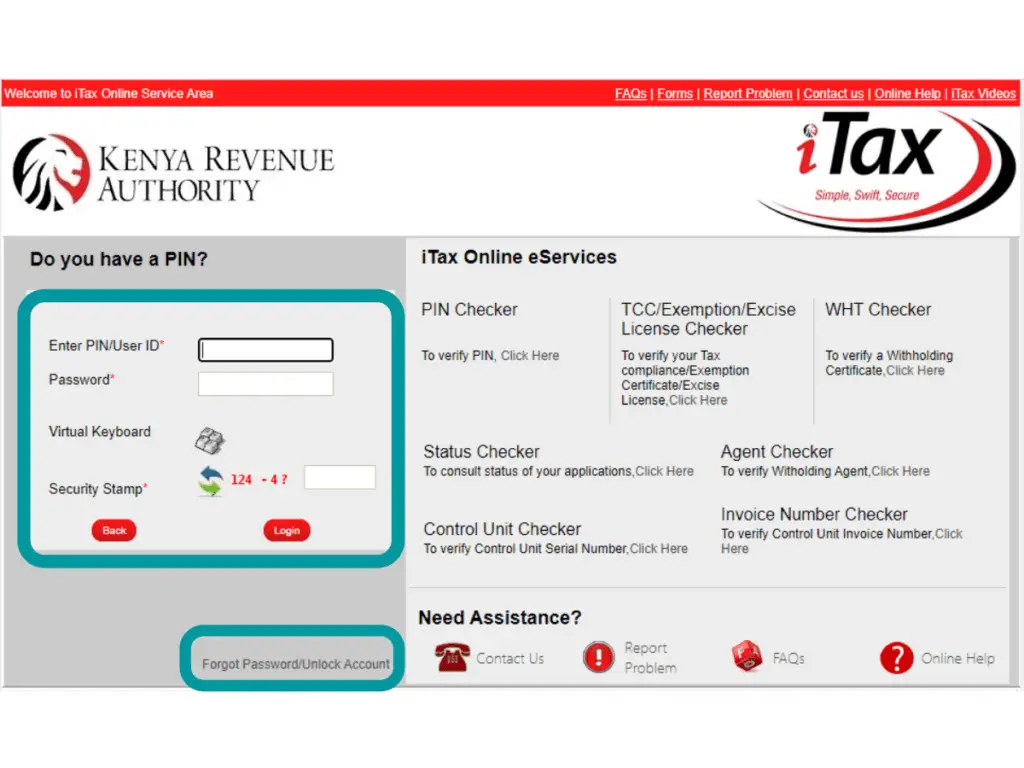 KRA Portal Login Page