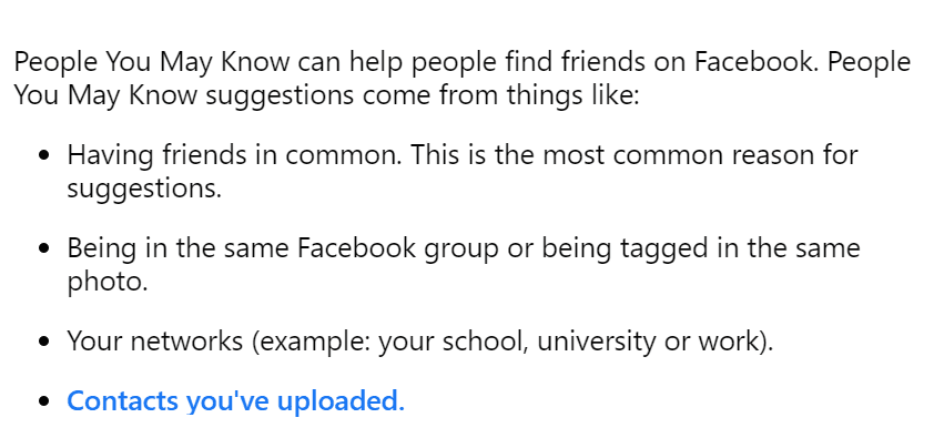 Why you appear in people you may know on Facebook